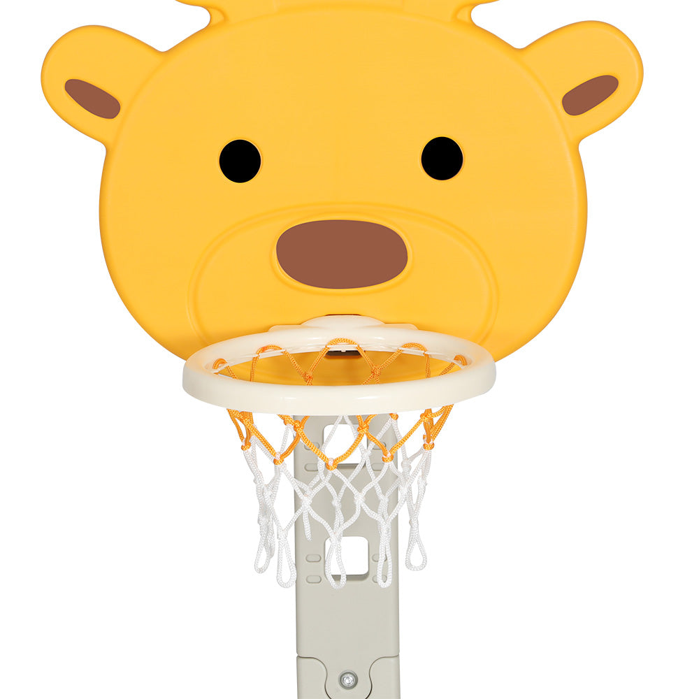 Basketball Hoop Stand Adjustable 5-in-1 Sports Center Toys Set Yellow