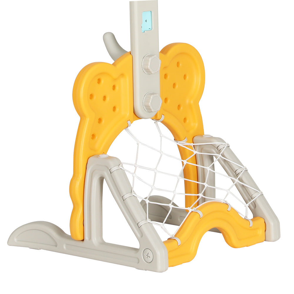 Basketball Hoop Stand Adjustable 5-in-1 Sports Center Toys Set Yellow