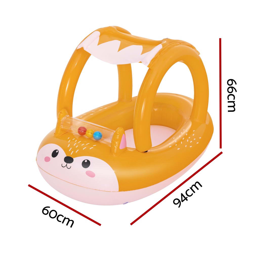 Inflatable Fox Swim Float Floating Seat Canopy 94x66CM