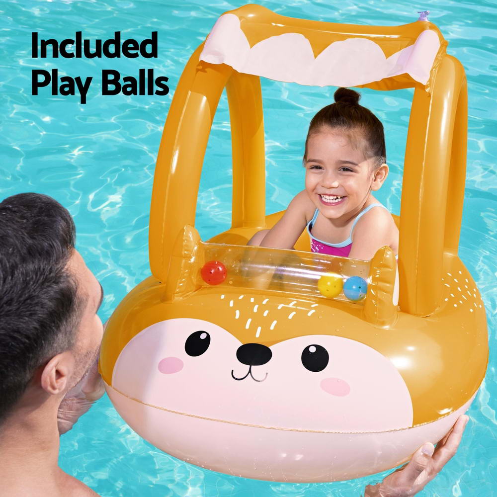 Inflatable Fox Swim Float Floating Seat Canopy 94x66CM