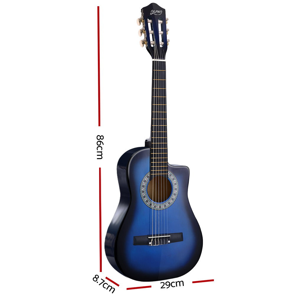Classical Guitar Wooden Body Nylon String Beginner Kids Gift - Blue