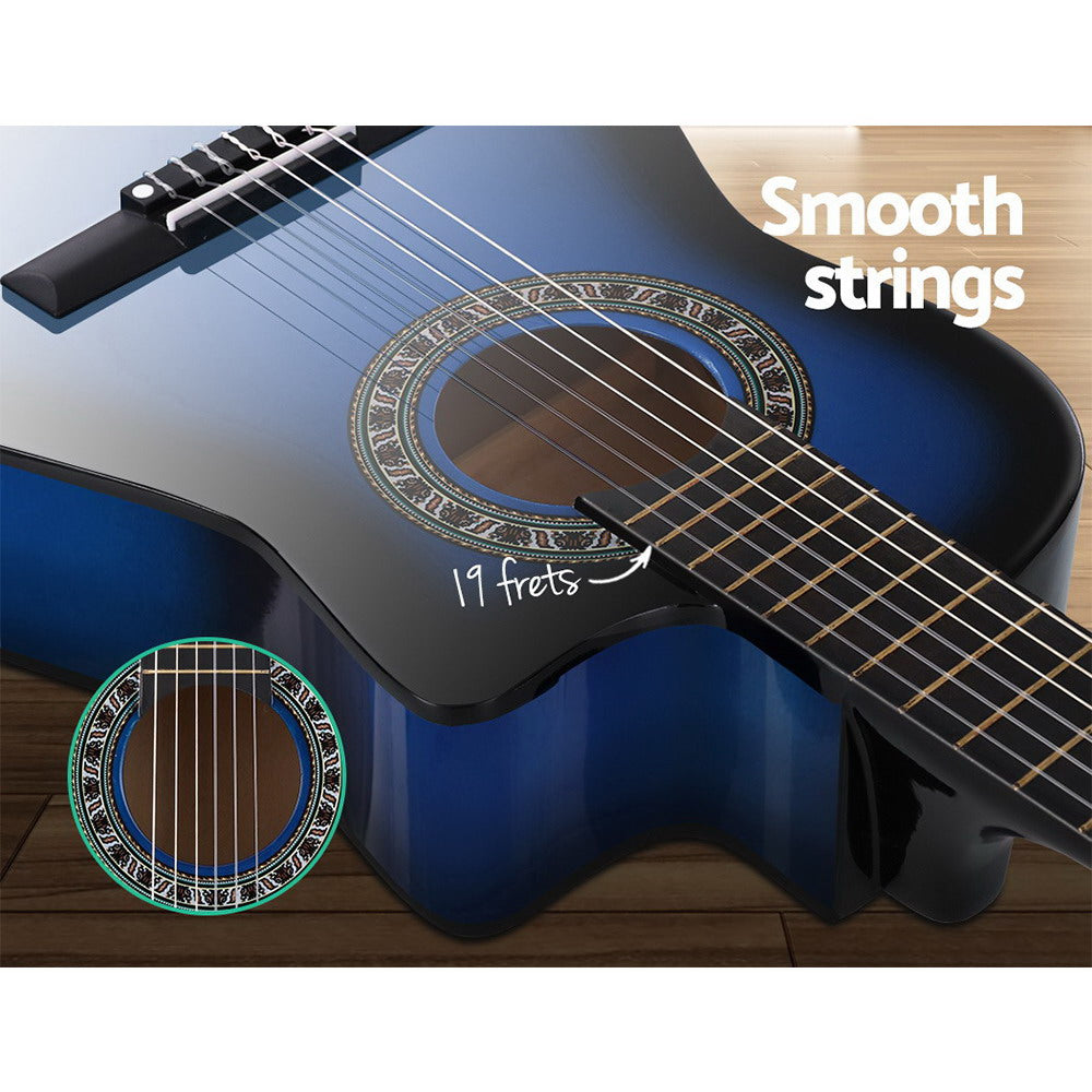 Classical Guitar Wooden Body Nylon String Beginner Kids Gift - Blue