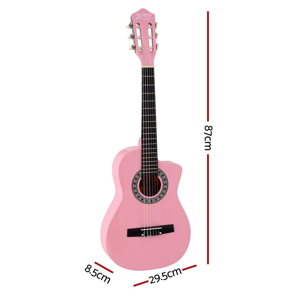 Classical Guitar Wooden Body Nylon String Beginner Kids Gift - Pink