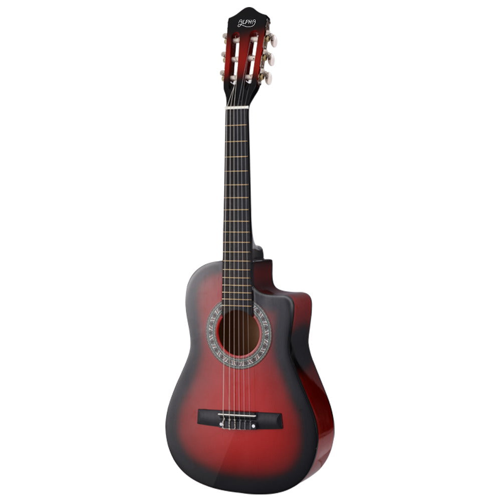 Classical Guitar Wooden Body Nylon String Beginner Kids Gift - Red