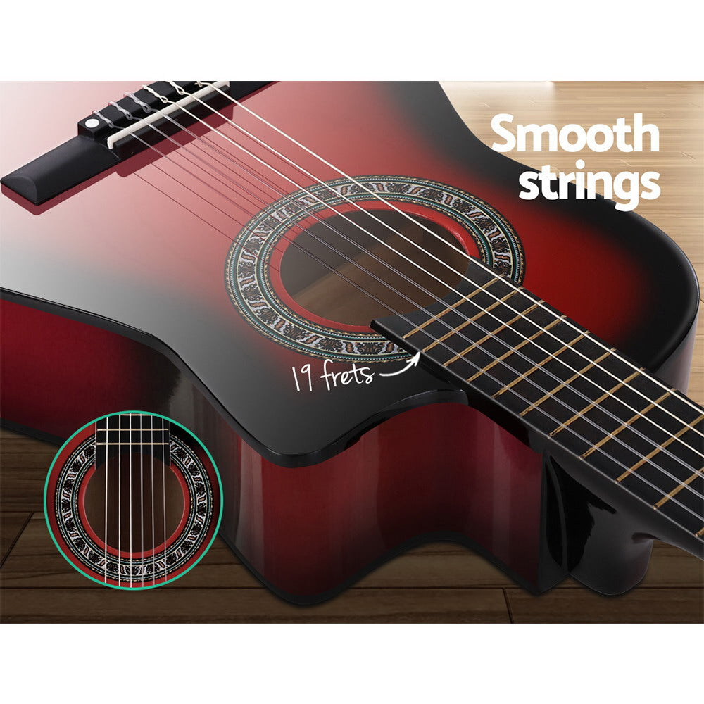 Classical Guitar Wooden Body Nylon String Beginner Kids Gift - Red