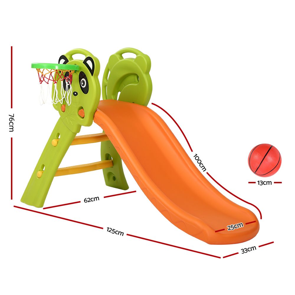 Slide Set Basketball Hoop Indoor Outdoor Playground Toys 100cm Orange
