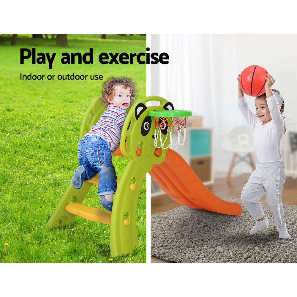 Slide Set Basketball Hoop Indoor Outdoor Playground Toys 100cm Orange