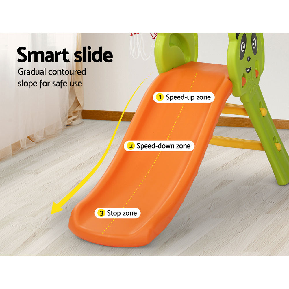 Slide Set Basketball Hoop Indoor Outdoor Playground Toys 100cm Orange