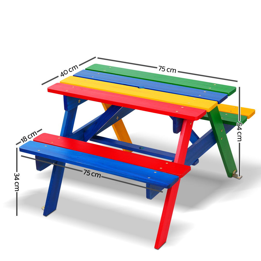 Wooden Picnic Table Set with Umbrella