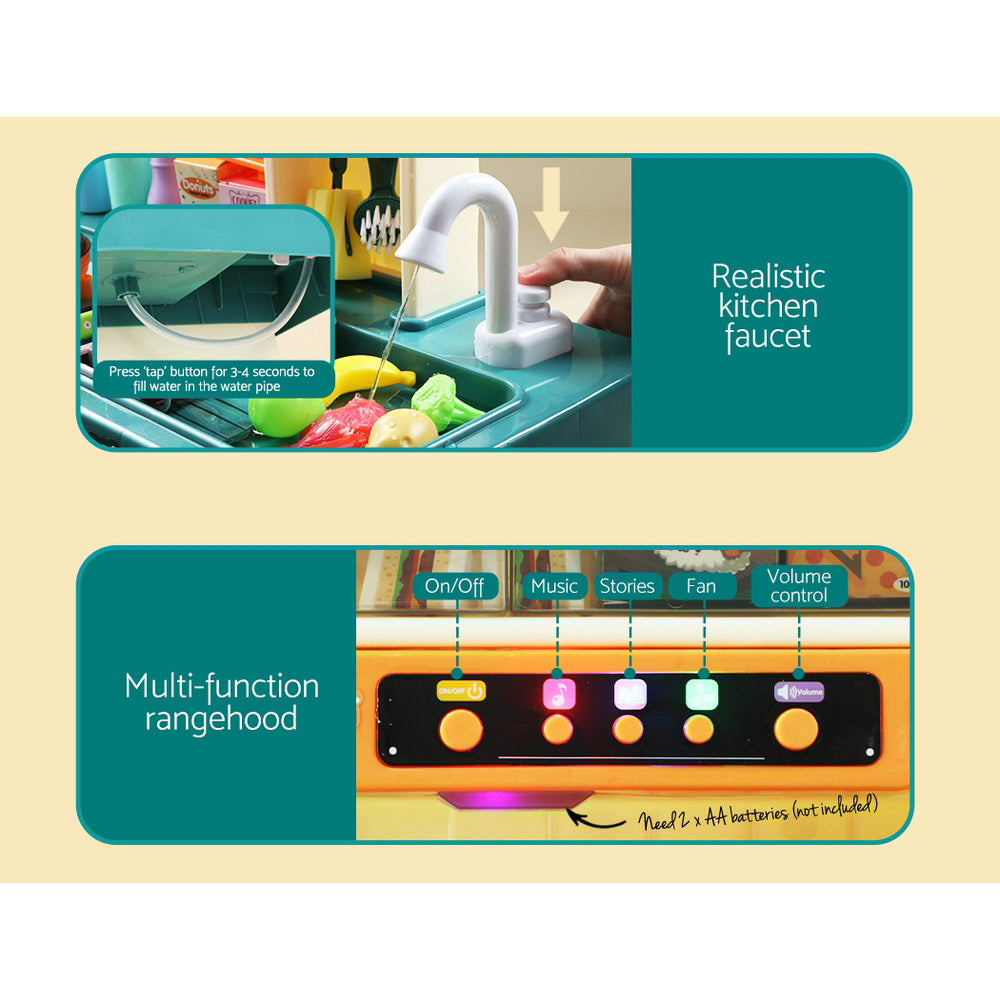 Kitchen Pretend Play Set Cooking Sound Steam Light Function
