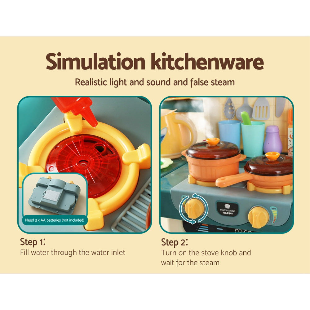 Kitchen Pretend Play Set Cooking Sound Steam Light Function