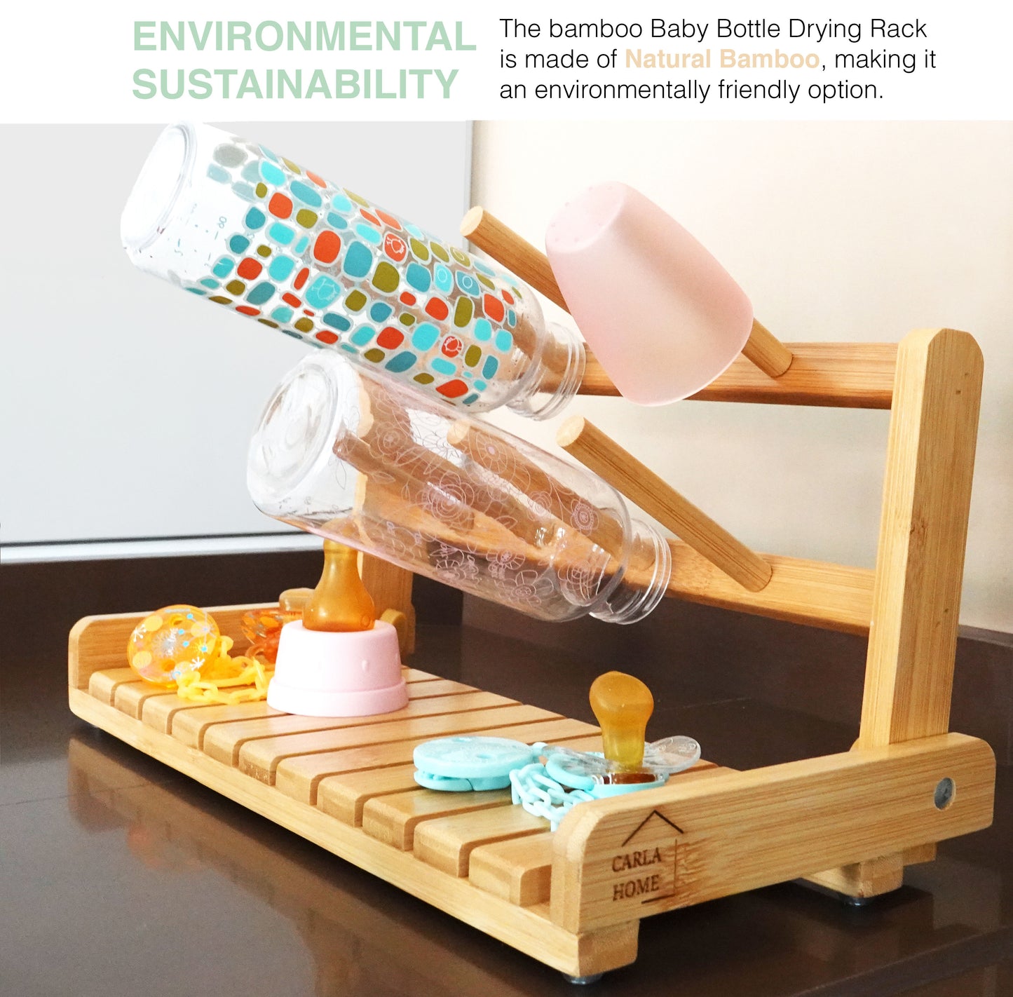 Portable Bamboo Baby Bottle Drying Rack