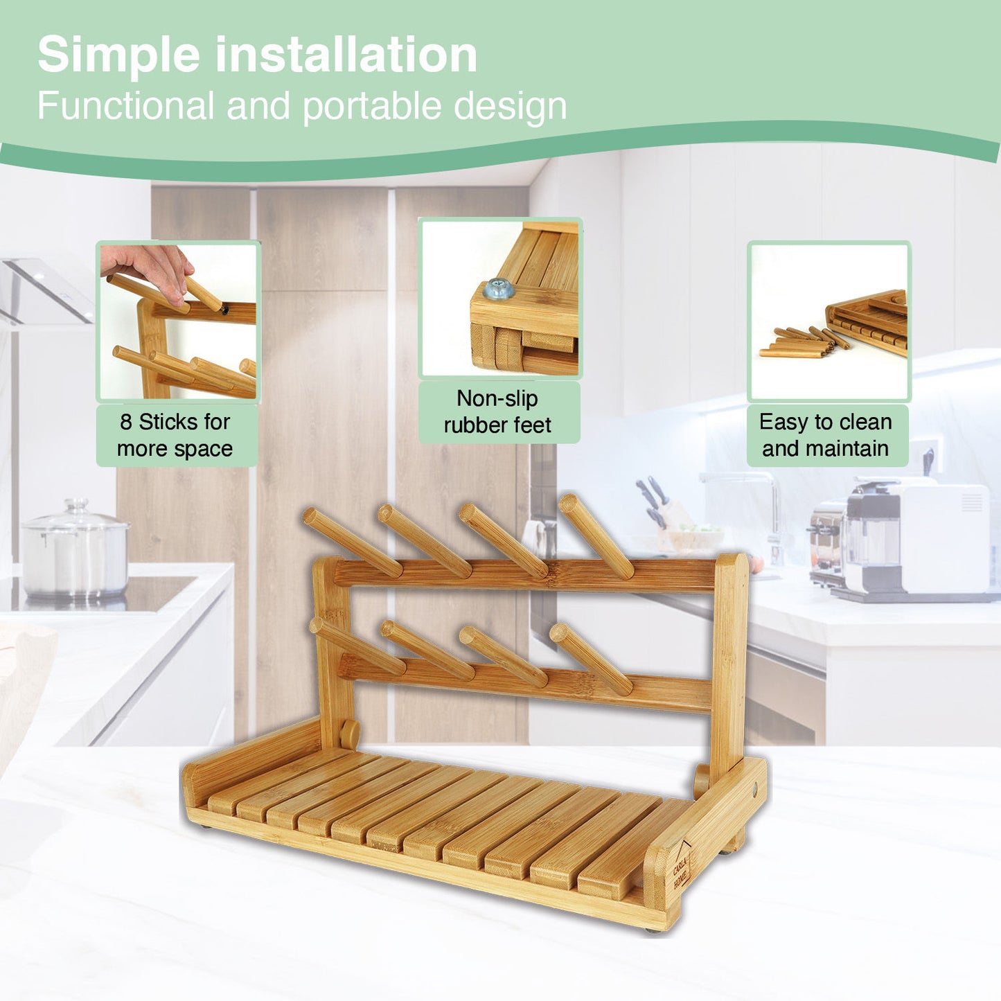 Portable Bamboo Baby Bottle Drying Rack