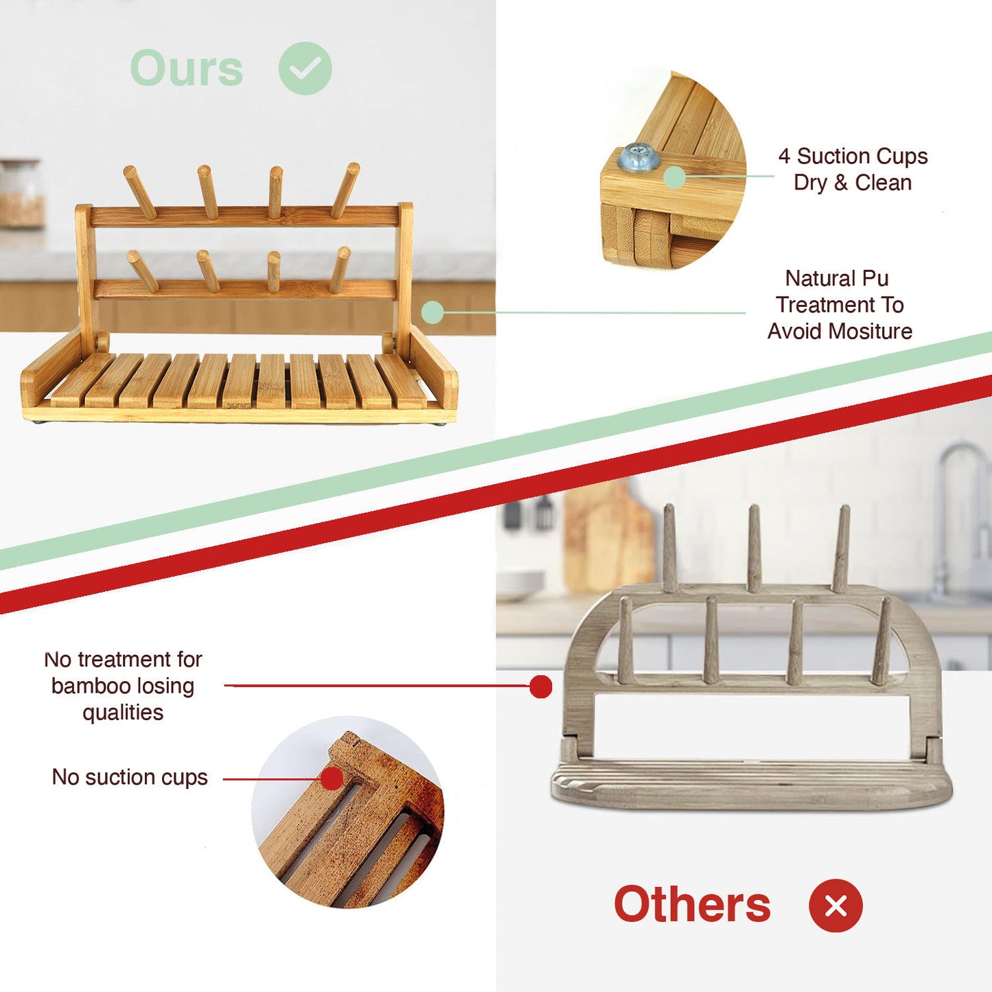 Portable Bamboo Baby Bottle Drying Rack