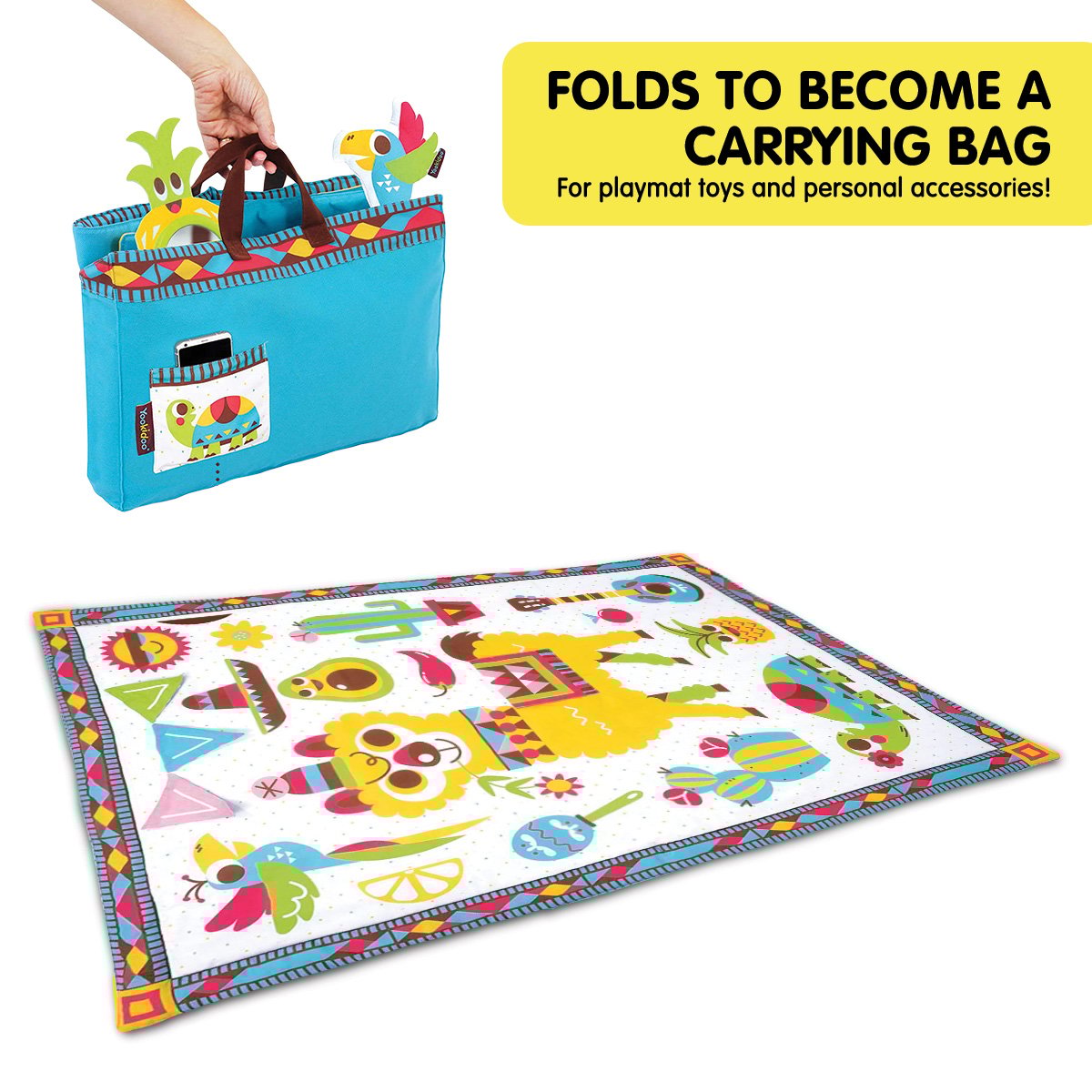 Activity Playmat To Bag With Musical Rattle Padded