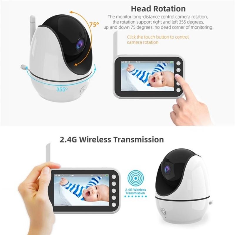 Baby Video Monitor With Two-Way Voice Temperature Display And Music Player