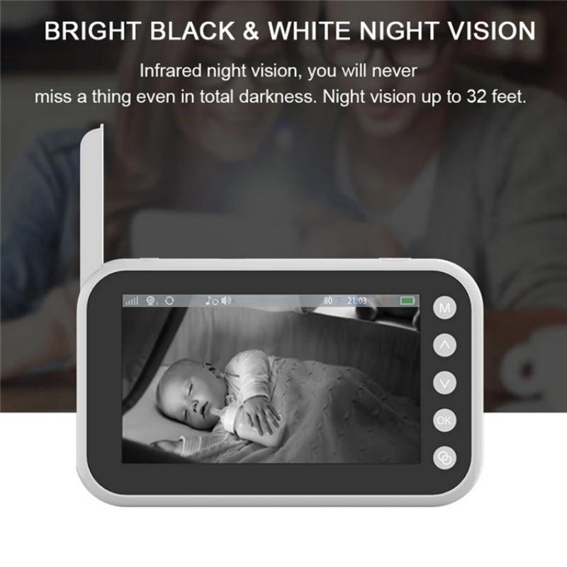 Baby Video Monitor With Two-Way Voice Temperature Display And Music Player