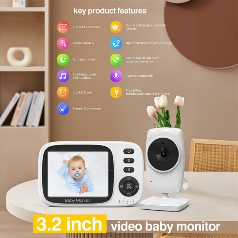 Baby Monitor With 2-Way Voice Temperature Monitoring & 3.2 Screen