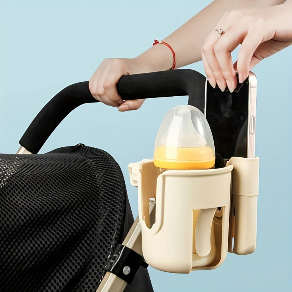 Vibe Geeks Convenient 2-in-1 Stroller Cup and Phone Holder for On-the-go Parenting - Grey