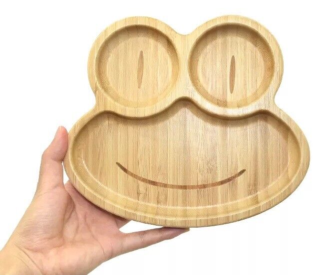 Bamboo Plate Bowl & Silicon Suction Cap Base & Spoon - Frog