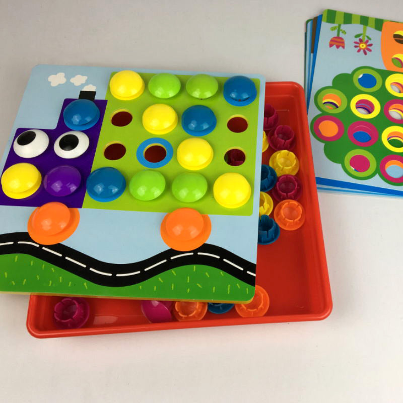 Creative Button Art Toy Set for Kids - Educational Color Matching Puzzle for Ages 3+