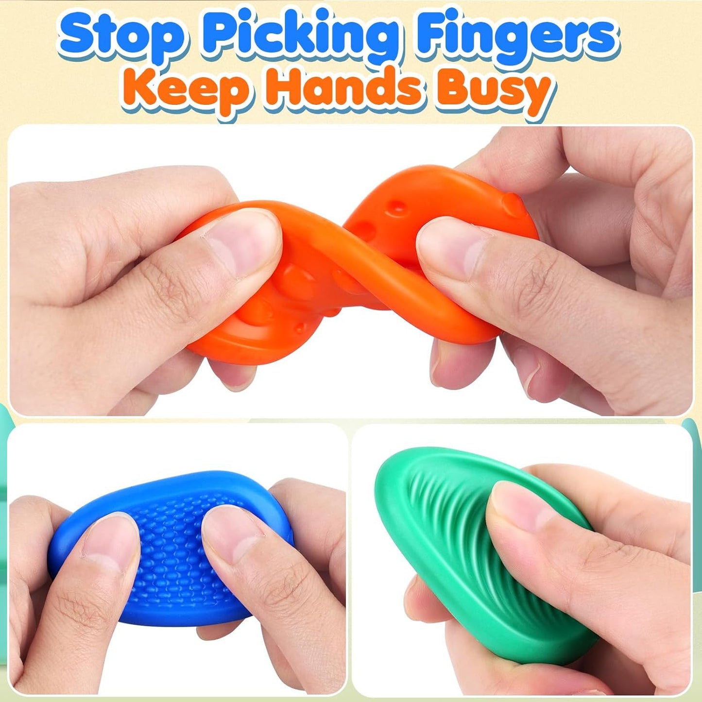Sensory Stones for Kids | 6-Piece Fidget Stress Relief Set for Ages 3+(2 set, 12PCS in total)