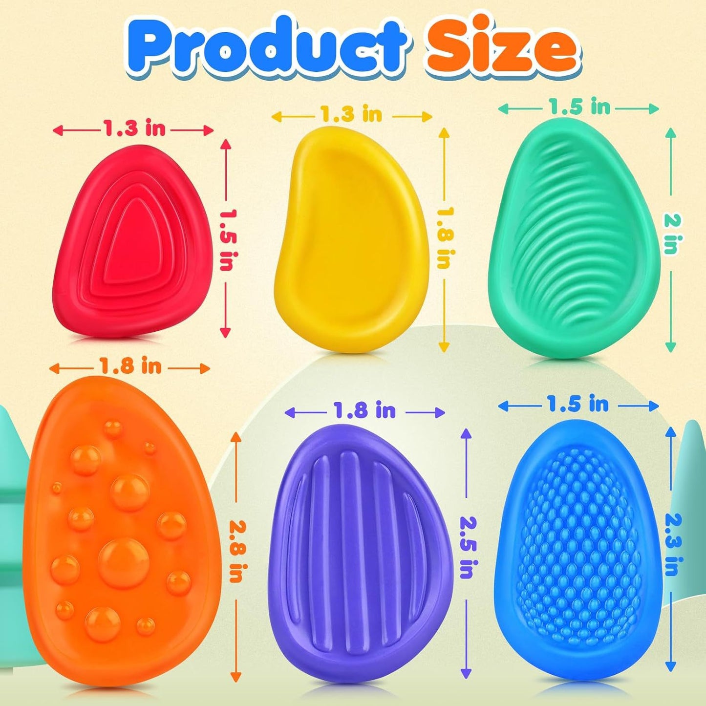 Sensory Stones for Kids | 6-Piece Fidget Stress Relief Set for Ages 3+(2 set, 12PCS in total)