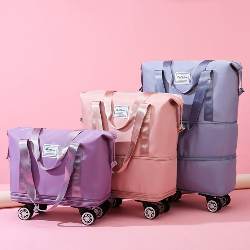 Pink Large Capacity Foldable Travel Bags with wheels | Perfect hospital bag for Mama!