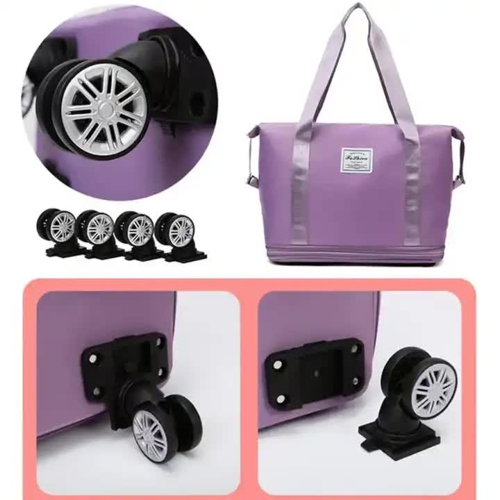 Pink Large Capacity Foldable Travel Bags with wheels | Perfect hospital bag for Mama!