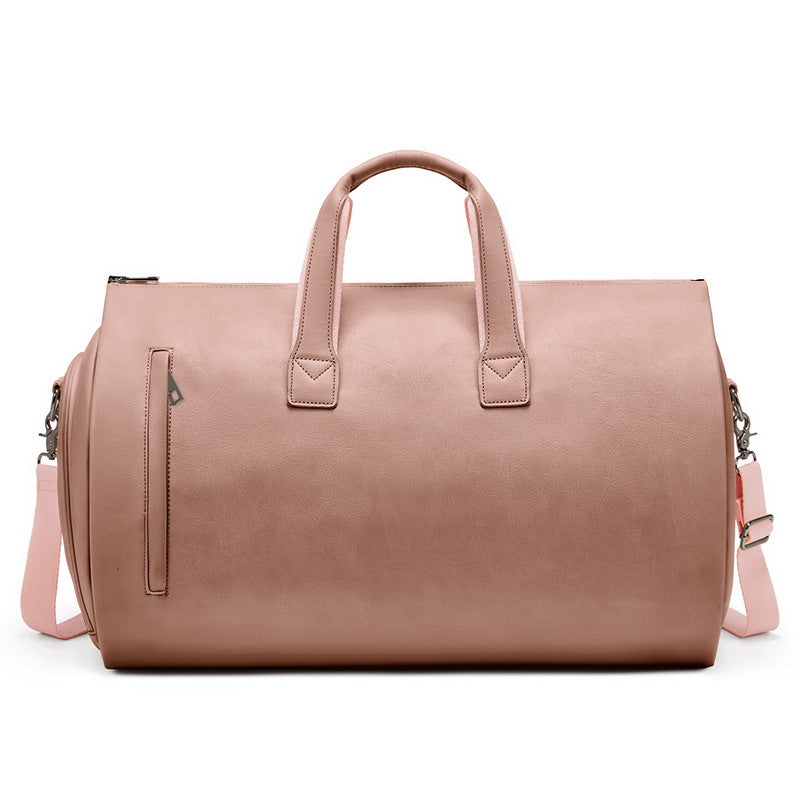 Champagne PU Leather Travel Duffel Bag with Shoe Compartment | Perfect hospital bag for Mama!