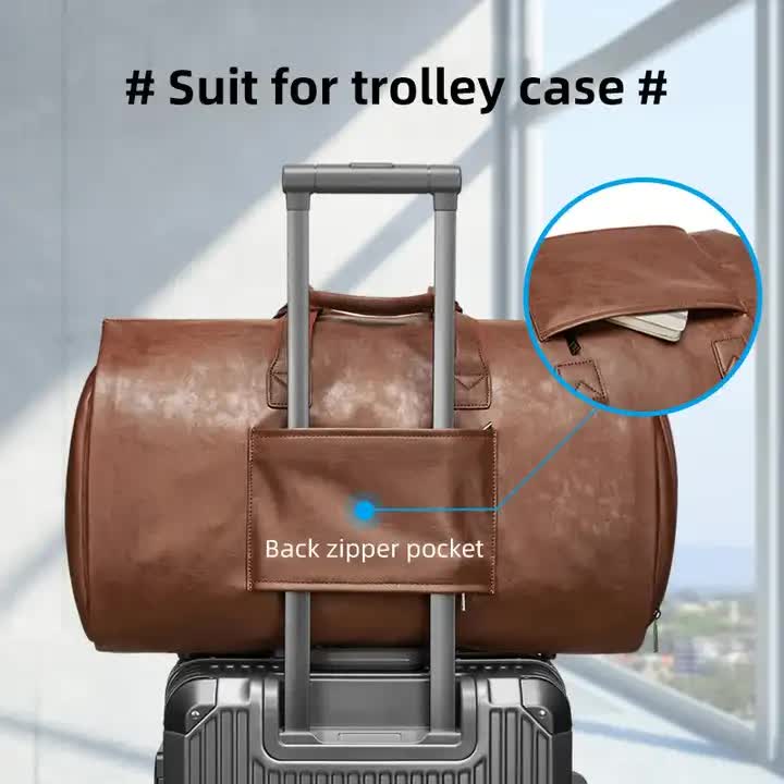 Champagne PU Leather Travel Duffel Bag with Shoe Compartment | Perfect hospital bag for Mama!