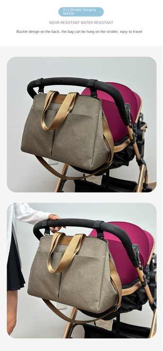 Multi-functional Baby Diaper Bag with Changing Mat (Grey Brown)