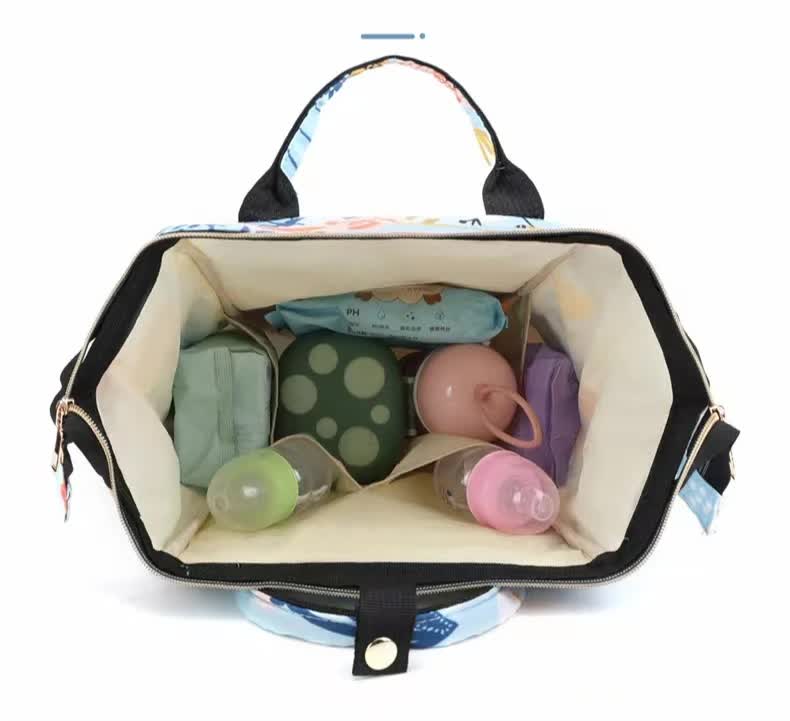 Multi-Functional Baby Diaper Backpack (Floral Blue)