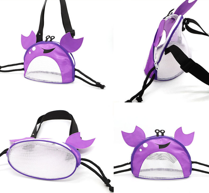 Crab Mesh Beach Bag for Kids - Blue Shell Collector