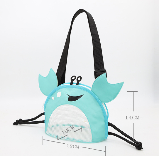 Crab Mesh Beach Bag for Kids - Blue Shell Collector