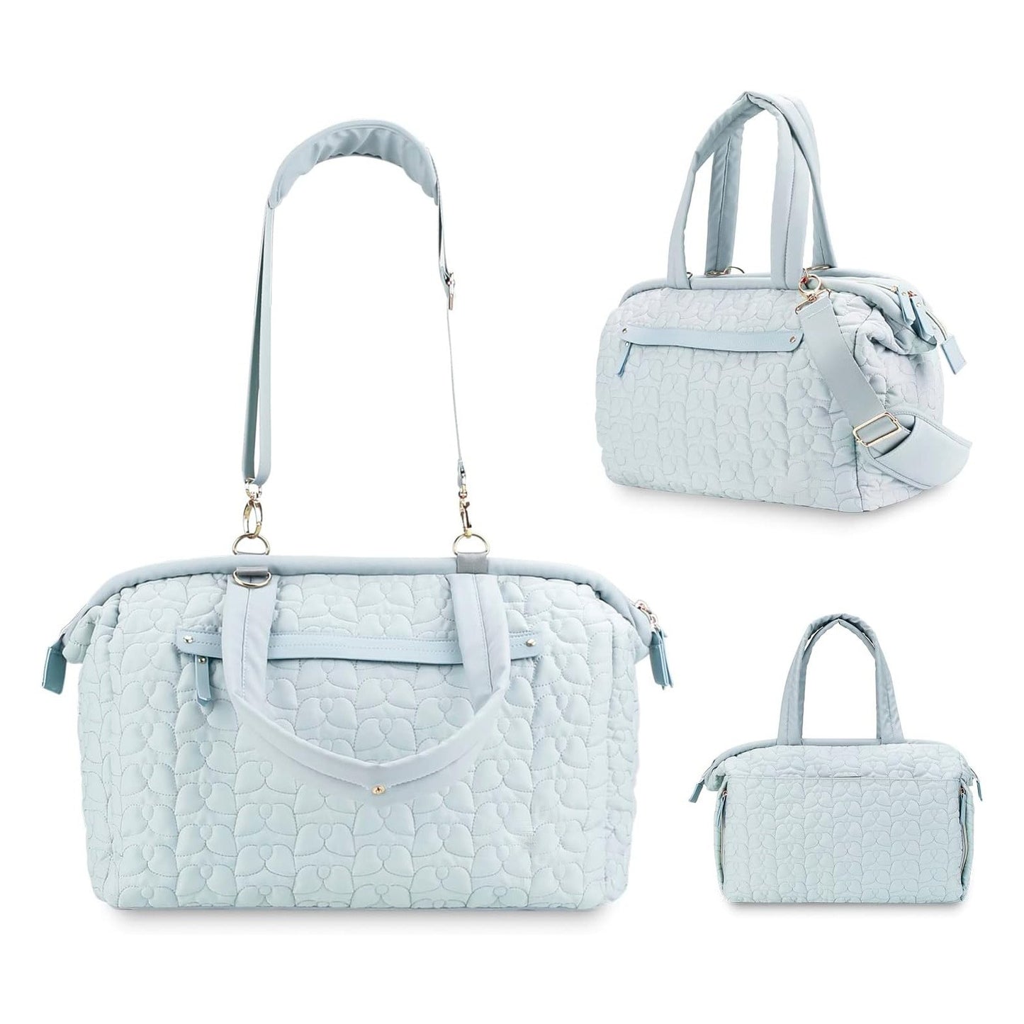 Pink Quilted Pattern Nappy Bag - with Multiple Compartments