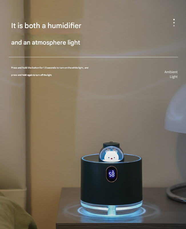 Green Astronaut Humidifier with LED Night Light - Whisper Quiet for Bedroom