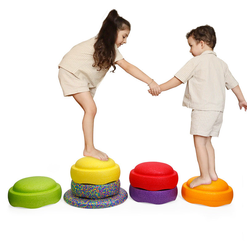 Rainbow Balance Stepping Stone - Sensory Training Toy for Kids, Camouflage blue circle Step