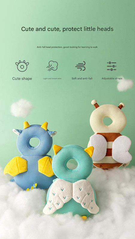 Adorable Baby Head Protector Backpack Cushion - Anti-Fall Toddler Safety Pad with Adjustable Straps(Yellow Tiger)