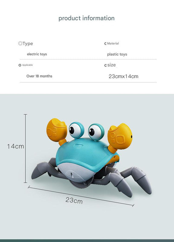 Interactive Crawling Crab Baby Toy with Music, Lights & Obstacle Avoidance(Pink)