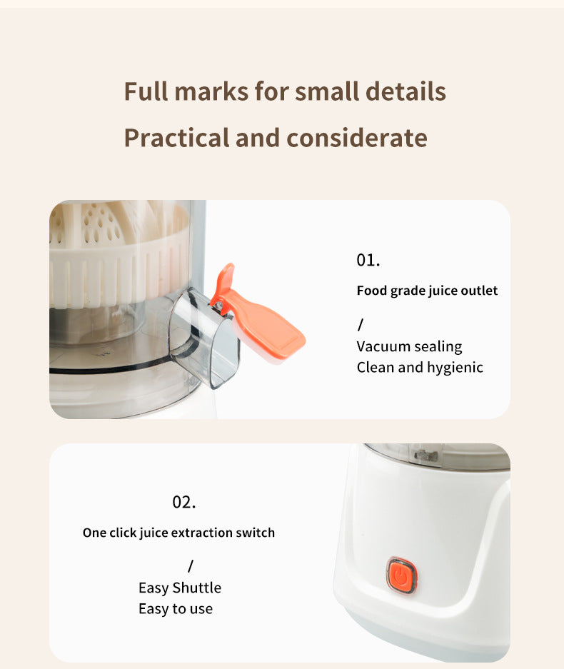 White Electric Citrus Juicer Press - Portable, Large Caliber, One-Click Operation(7.4v1600mAh battery)