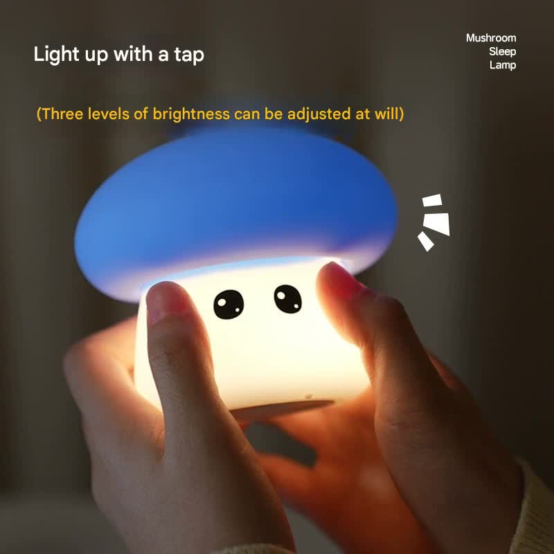 Cute Mushroom Silicone Night Light - Tap Control, 3 Brightness Levels & 7-Option Mode(red)