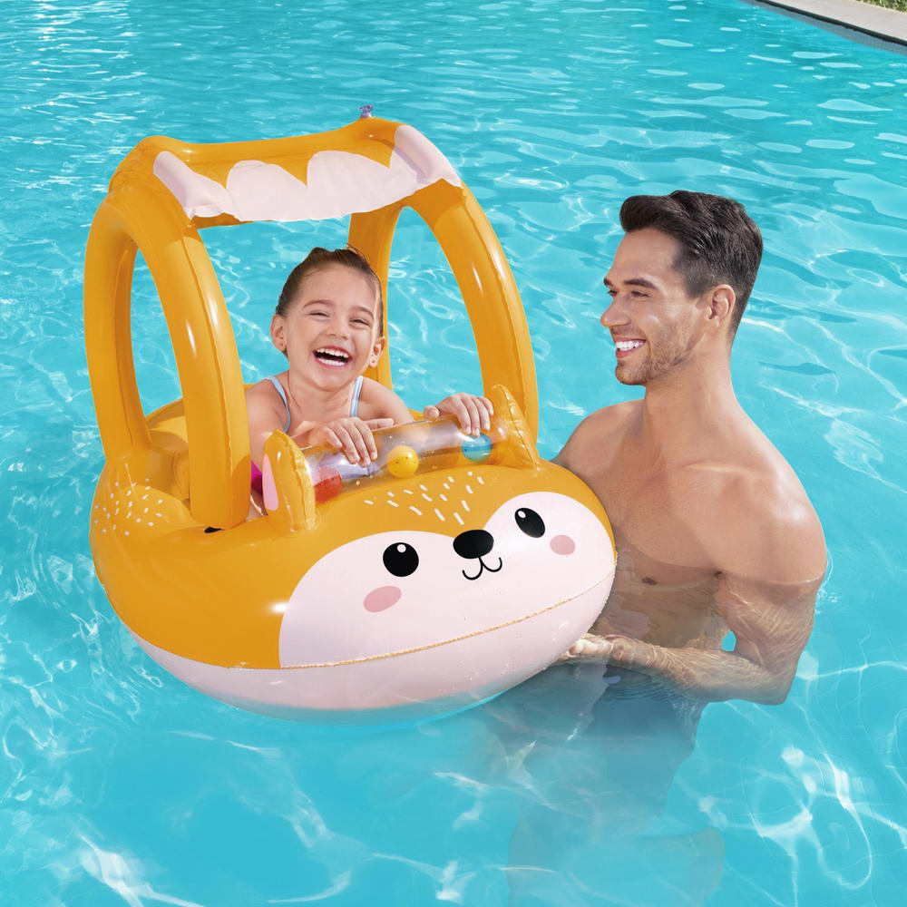 Inflatable Fox Swim Float Floating Seat Canopy 94x66CM