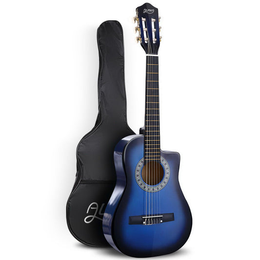 Classical Guitar Wooden Body Nylon String Beginner Kids Gift - Blue