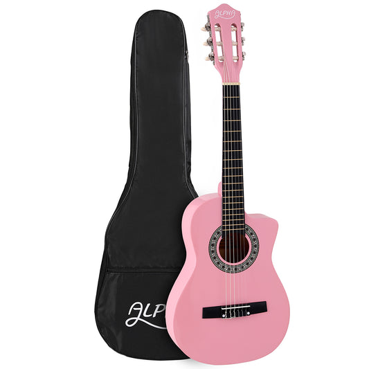 Classical Guitar Wooden Body Nylon String Beginner Kids Gift - Pink