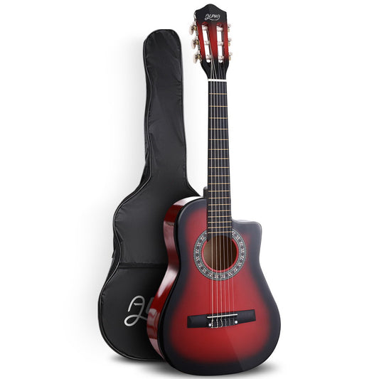 Classical Guitar Wooden Body Nylon String Beginner Kids Gift - Red