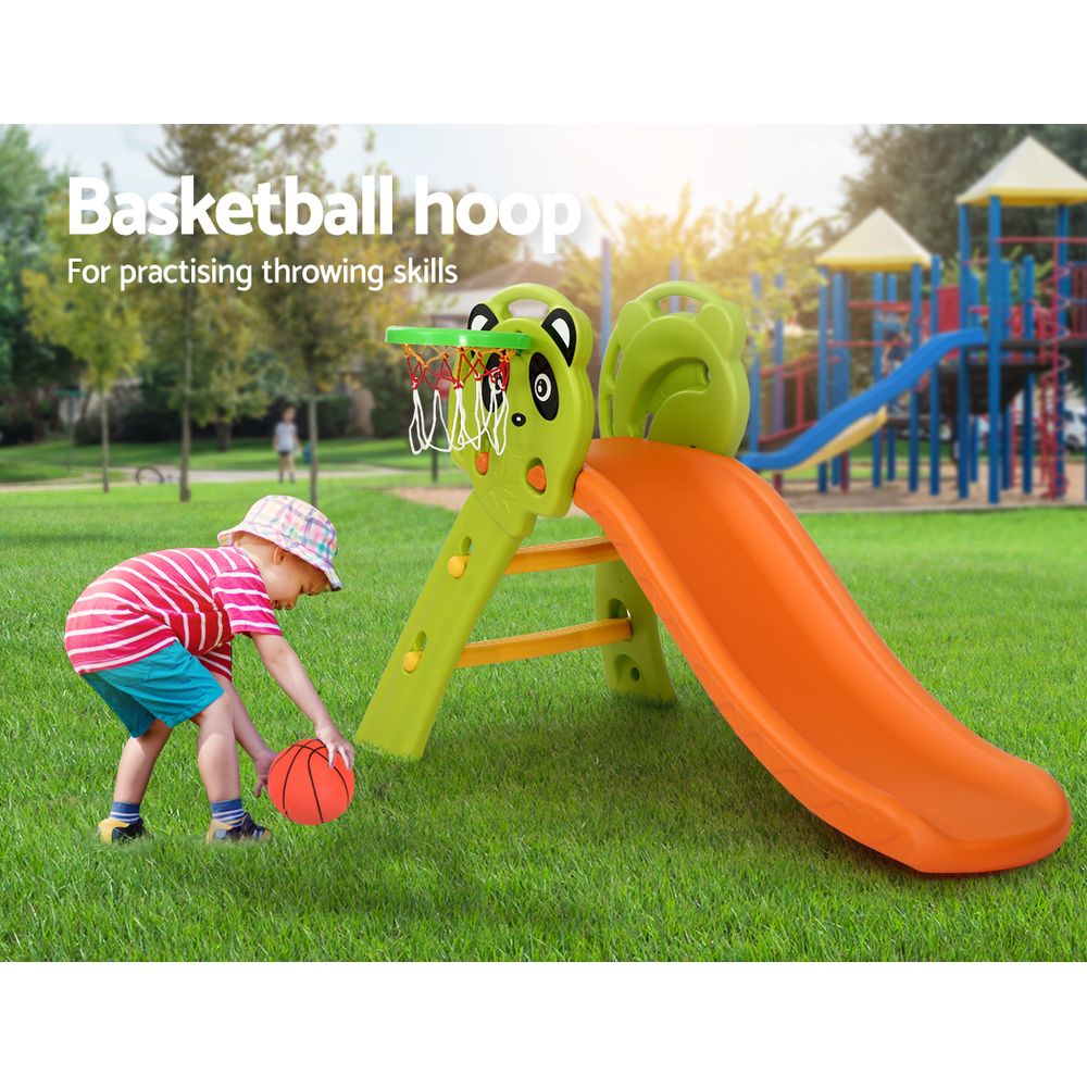 Slide Set Basketball Hoop Indoor Outdoor Playground Toys 100cm Orange