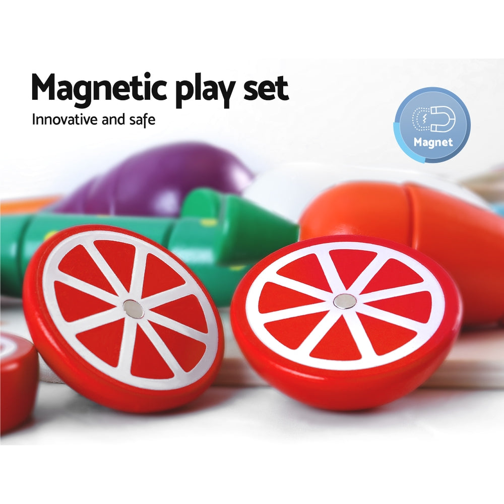 Kitchen Play Set Wooden Pretend Toys Cooking Utensils Pots Pans Food
