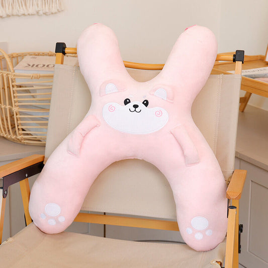 Christmas gift for kids-Kids Travel Pillow, Ergonomic Plush Support for Car Rides, Comfortable Sleep Companion for Children（pink dog）