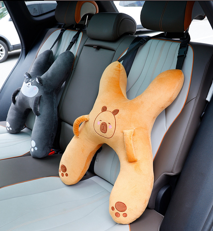 Christmas gift for kids-Kids Travel Pillow, Ergonomic Plush Support for Car Rides, Comfortable Sleep Companion for Children（pink dog）